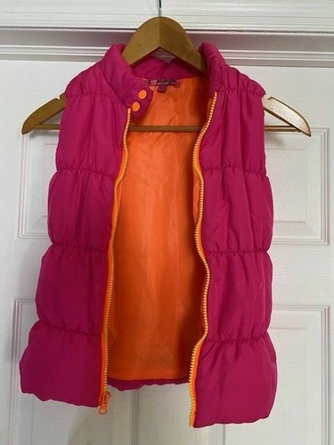I LOVE ENERGY - PINK ORANGE ZIPPER SLEEVELESS PADDED VEST GIRL - L - Picture 3 of 3