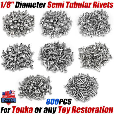 For Tonka Semi Tubular Rivets 1/8'' Diameter 800PCS Super Assortment Toy Parts US