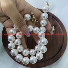 Elegant Fashion Natural 14mm White Shell Pearl Gems Round Beads Necklace 16-28in