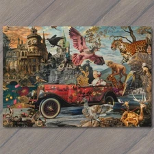Art Print Collage Animals Car Super Unusual Strange Weird Tableaus Fanciful Fun