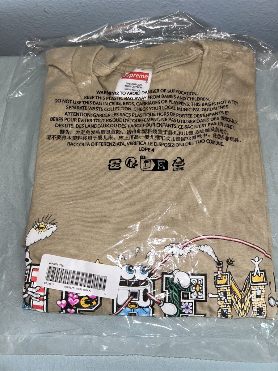 【Supreme】Varsity T-Shirt★Khaki★24SS★ Supreme Varsity Tee New In Bag Large Khaki | eBay