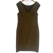 Adrianna Papell Sheath Sleeveless Dress Cut Out Back Dark Green Size 12 Dressy