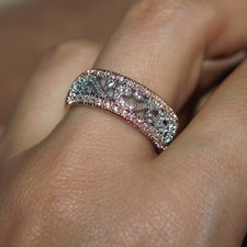 Zirconia ring silver rose gold plated jewelry engagement wedding evening band