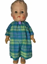 The Sun Rubber Co 1956 10" Baby Doll VTG Pull Toy Squeak! 50s