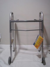 NWT Medline GUARDIAN Easy Care Adult Walker 2 Button Folding 5" Wheels G30757W