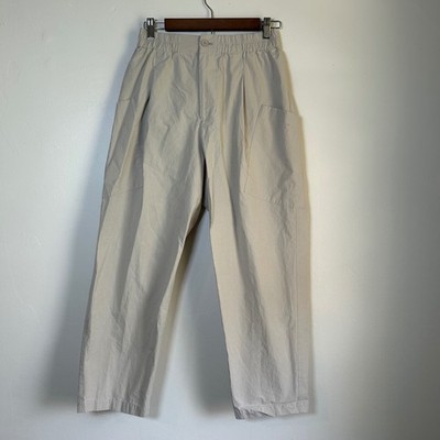 NWOT COS Tapered Pleated Trousers Size 28R Beige Elastic Waist Utility Pockets