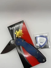 Spyderco Paramilitary 2 TOPO Blue Titanium Pocket Knife W/ Coin New C81GPCMO2