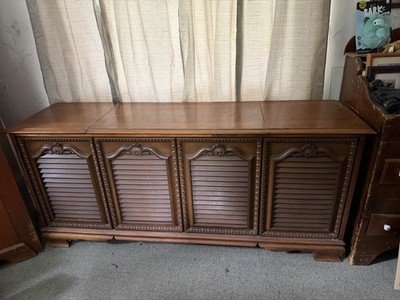 Sears Silvertone Stereo Console AM/FM Radio Turntable 33/45RPM Brown