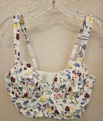     Colsie Women s Large Bustier Crop Top Food Print Corset Cami Cottagecore