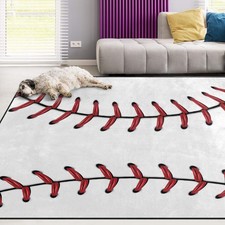 Baseball Non-Slip Rug 5x7 for Living Room, Bedroom, Kitchen, Nursery, Yoga Mat