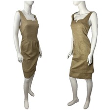 So Grace Kelly! OSCAR DE LA RENTA $2800 S11 Corset Sheath GOLD BROCADE Dress 8