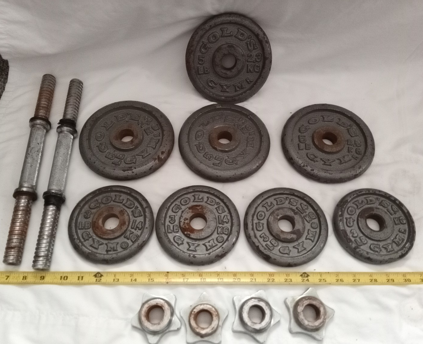 Gold's Gym (4) 5 lb & (4) 3 lb Barbell Weight Plates 32 lbs 