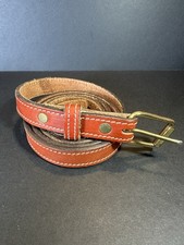 Handmade full grain leather belt Brass 100 cow hide chestnut brown buckle