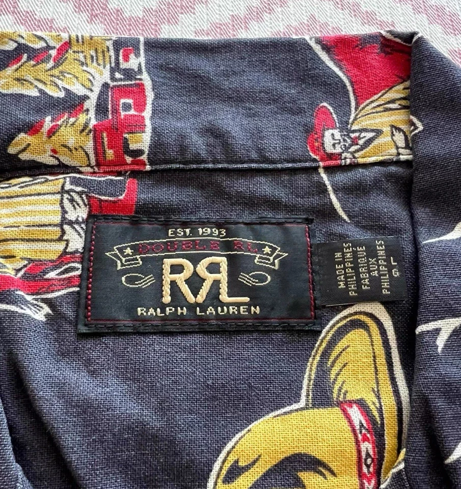 RRL Ralph Lauren 1940s Vintage Western Scenic Print Cowboy Shirt Men's Large L/G - Image 3 of 4