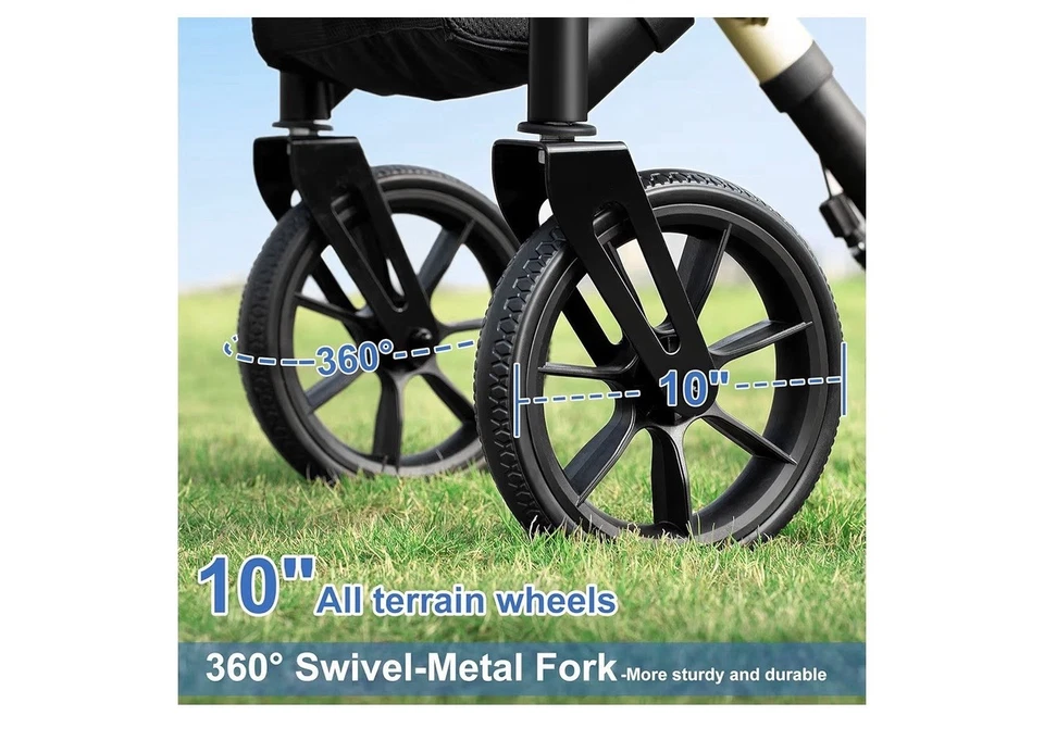 WALK MATE Rollator Walker 10”Seniors Cup Holder Height Adjust Fold Lightweight - Image 2 of 4