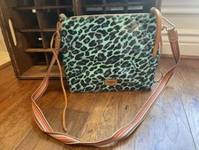 Consuela Purse Downtown Blue Jag Crossbody Bag Leather Trim Zipper