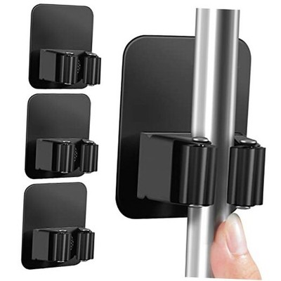 Wall Mount Broom Holder - Super Anti-Slip Mop - 4 Pack
