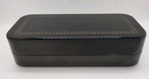 Vintage schwarz Metall aufklappbar Zubehör Box Aufbewahrung Markenlos Nähen LEER - Bild 1 von 10