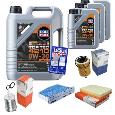 MAHLE Inspektionspaket 8 L Liqui Moly Top Tec 4210 0W-30 für Audi A3 Sportback