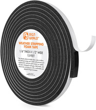 1/4In X 1/2In Weather Stripping Foam Insulation Tape, Doors, Windows, Sliding Do