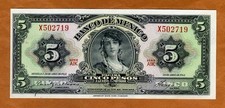 Mexico, 5 Pesos, 24-4-1963, P-60h, AIK-serie UNC La Gitana