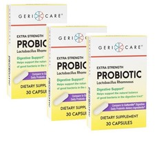 3 X GeriCare Probiotic Digestive Support, Help Balance Bacteria 30 Ct NIB