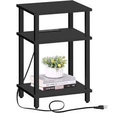 End Table with Charging Station, Side Table with USB Ports and Outlets, Night...
