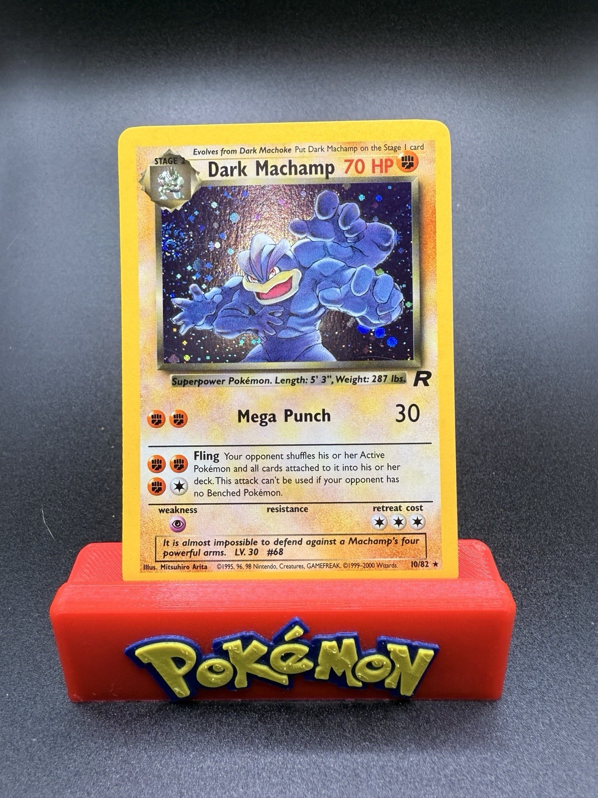 Pokémon TCG Dark Machamp 10/82 Holo Team Rocket WOTC 2000 NM Swirl Vintage !!!!!