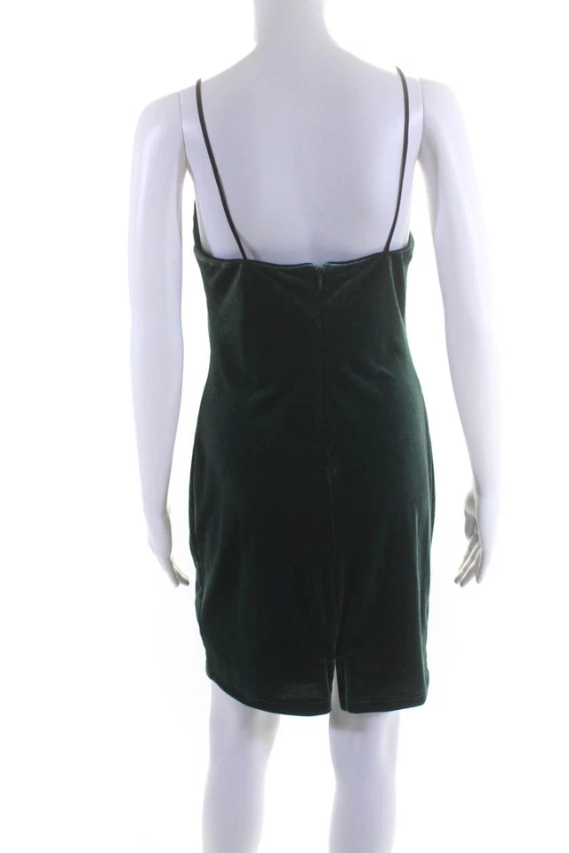 Vestido recto sin mangas de encaje verde terciopelo con cuello en V talla 2 Cynthia Steffe para mujer Foto 3 de 4