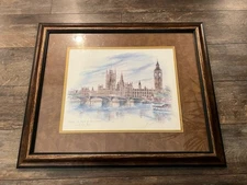 Watercolor Print, London The House of Parliament and Big Ben, Bernadette Voz