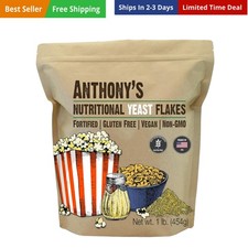Nutritional Yeast Flakes, 1 lb, Fortified, Gluten Free, Non GMO,