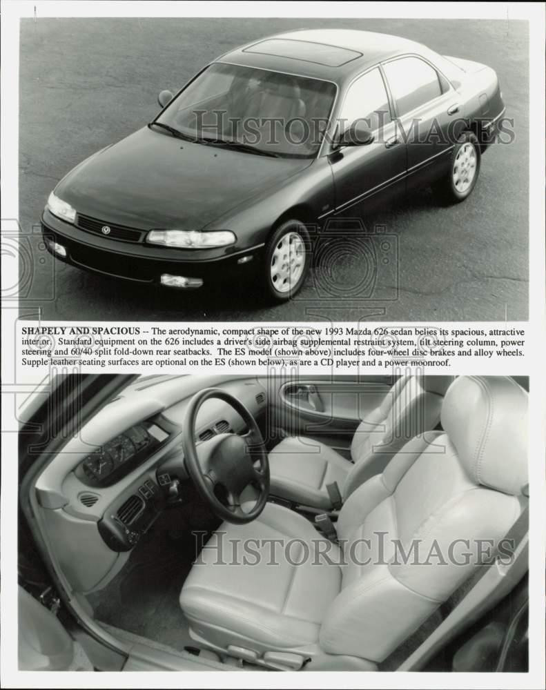 1993 Press Photo Mazda 626 ES Sedan Exterior & Interior - srp39588