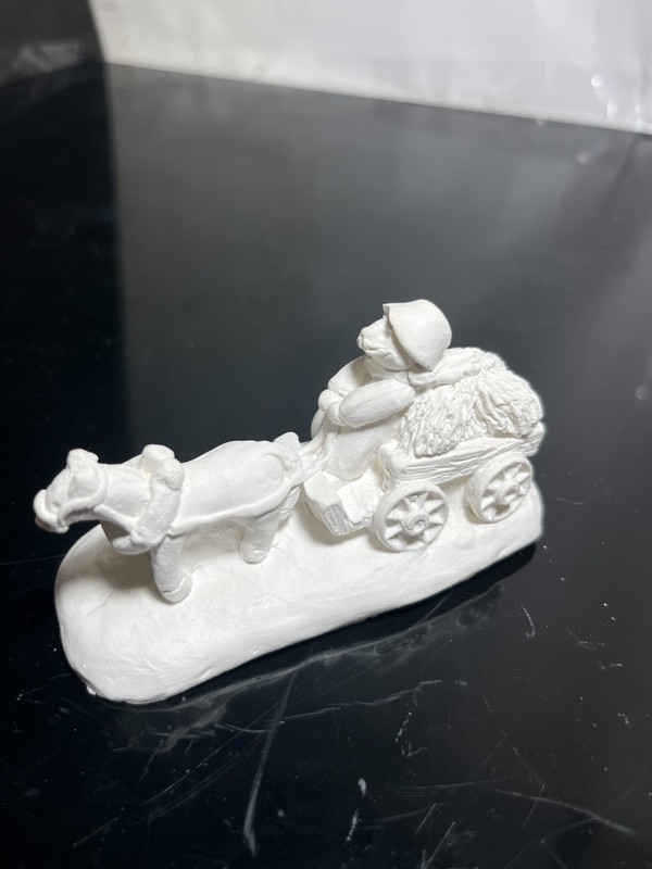 Vintage Calif. Creations 1991 Plaster of Paris One Horse Wagon NEW