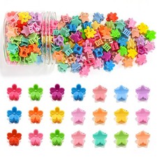 100Pcs Mini Flower Hair Clips, Colorful Cute Barrettes Claw Clips for Women