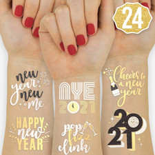 New Year'S Eve Party Supplies Tattoos - 40 Gold and Silver Foil Styles  NYE Par