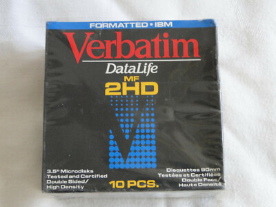 Verbatim 3½'' IBM Formatted 2HD Floppy Discs 10 Pack - NEW