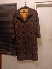 Drizzle Vtg Aztec Abstract Print Trench Coat Double Breasted Woman Sz 10 Usa Guc