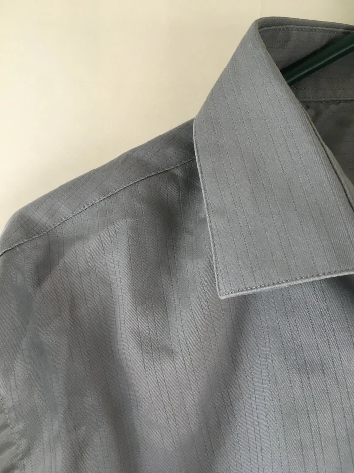 Kenneth Cole 反应衬衫男式 16 码 34-35 灰色长袖纽扣 — 第 3/4 张图片