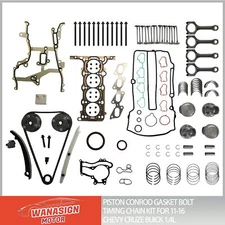 Piston ConRod Gasket Bolt Timing Chain Kit For 11-16 Chevy Cruze Buick 1.4L