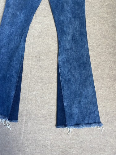Altar'd State Denim Wide Leg Boho Raw Hem Flare Jeans Acid Wash Size 25 Long - Picture 11 of 12
