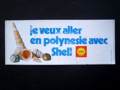ALTER AUTOAUFKLEBER: ICH MÖCHTE MIT SHELL NACH POLYNESIEN