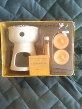 CHESAPEAKE BAY CANDLE CARAMEL PECAN OIL BURNER SET - NEW IN BOX BUT READ