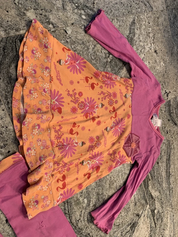 Bebé Lulu 4 4t Flamenco Asiático Tropical Vestido Legging Conjunto Conjunto Conjunto Conjunto Foto 2 de 4