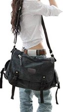Upgraded Vintage Canvas Messenger Bag Large Book Laptop Shoulder Bag Women Me...