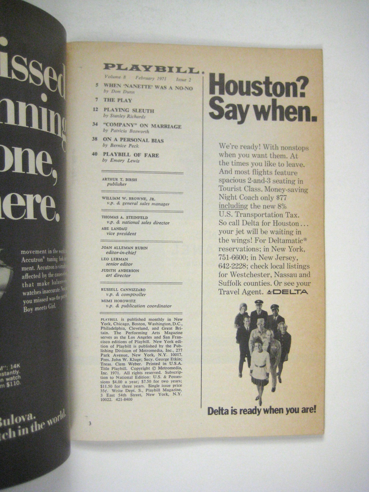 Rothschilds Playbill 1971 Lunt Fontanne Theatre Jill Clayburgh Keene ...