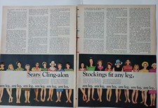 1967 womens Sears Cling-alon hosiery stockings fit any leg legs vintage ad