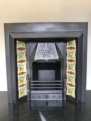 Original Restored Antique Cast Iron Arts Craft Tiled Insert