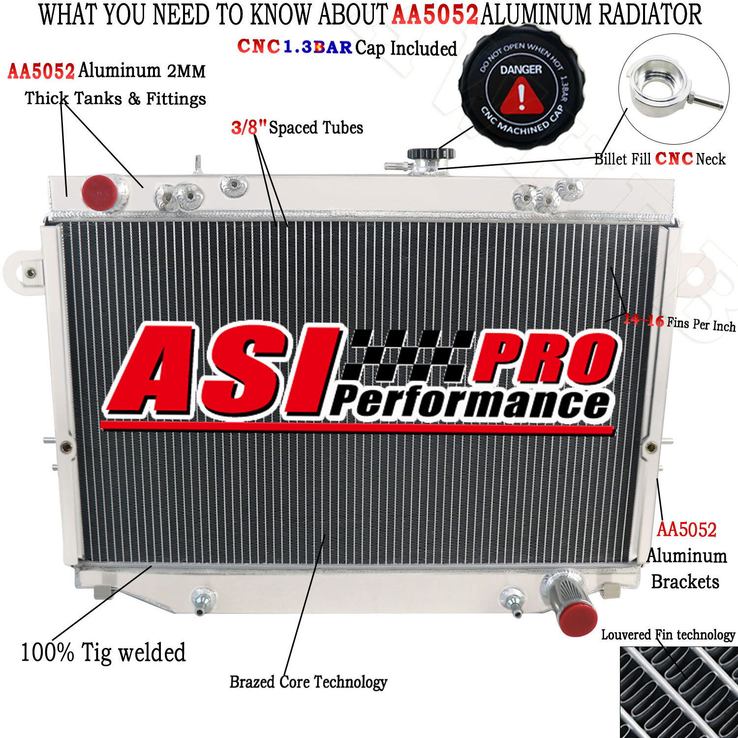 ASI 4 Row Aluminum Radiator For Toyota Landcruiser Lexus LX470 4.7L 1998-2007