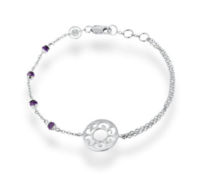Missoma 'Maiya' Sterlingsilber & facettierter Amethyst Edelstein Perlen Armband