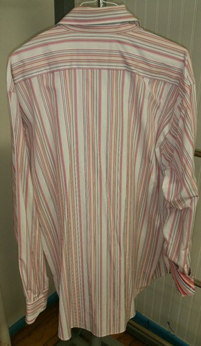 NWT Thomas Dean Multi Color Pink Stripe Button-Front Flip Cuff Sport Shirt Sz XL - Picture 4 of 4